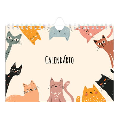 Calendário A5 horizontal — Patas de gato e rabiscos [capa]