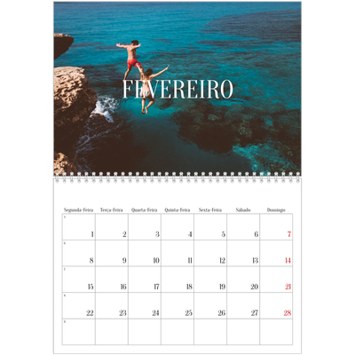Calendário A4 duplo — Escapadinha infinita [Fevereiro]