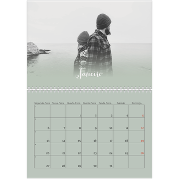 Calendário fotográfico duplo A4 — Verde enevoado
