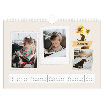 Calendário de Fotografias A4 Paisagem — Álbum de recortes vintage
