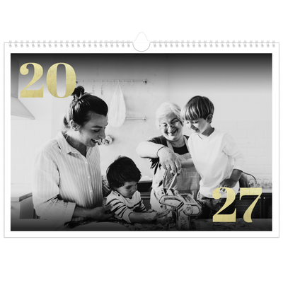 Calendário A3 Horizontal — Números grandes com purpurinas [capa]