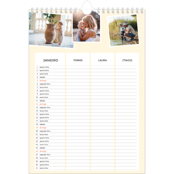 Calendário fotográfico A4 — Planificador moderno - Familia de 3