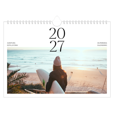 Calendário A4 horizontal — Pôr do sol surfista [capa]
