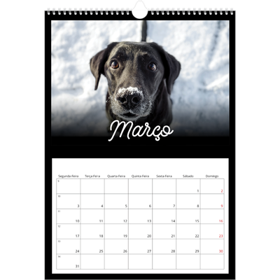 Calendário A3 — Preto mínimo [Março]