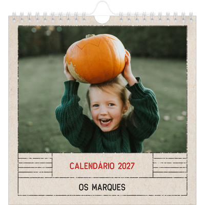 Calendário quadrado — Efeito de carimbo de artesanato [capa]