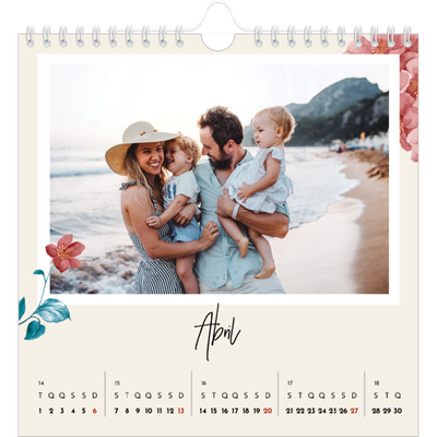 Calendário quadrado — Flores pintadas [Abril]