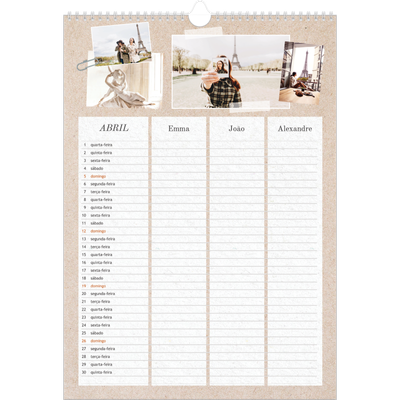 Agenda familiar A3 — Planificador artesanal - Familia de 3 [Abril]