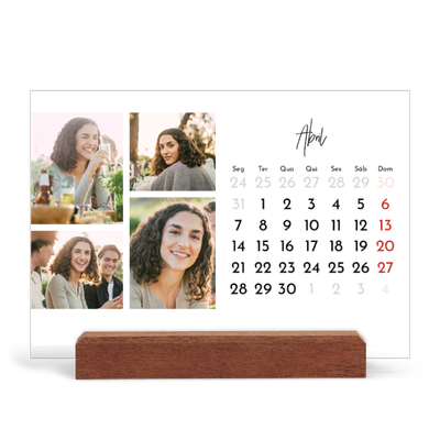 Calendário de mesa com suporte em madeira - horizontal  — Arranjos fotográficos [Abril]