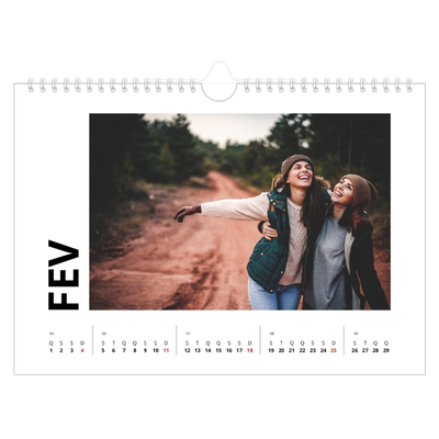 Calendário A4 horizontal — White space [Fevereiro]