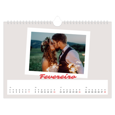 Calendário A4 horizontal — Assinado a carmim [Fevereiro]