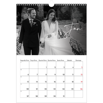 Calendário fotográfico A3 — Escrita elegante