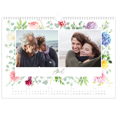 Calendário A3 Horizontal — Flores tradicionais [Abril]