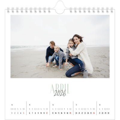 Calendário quadrado — Tipografia mista [Abril]