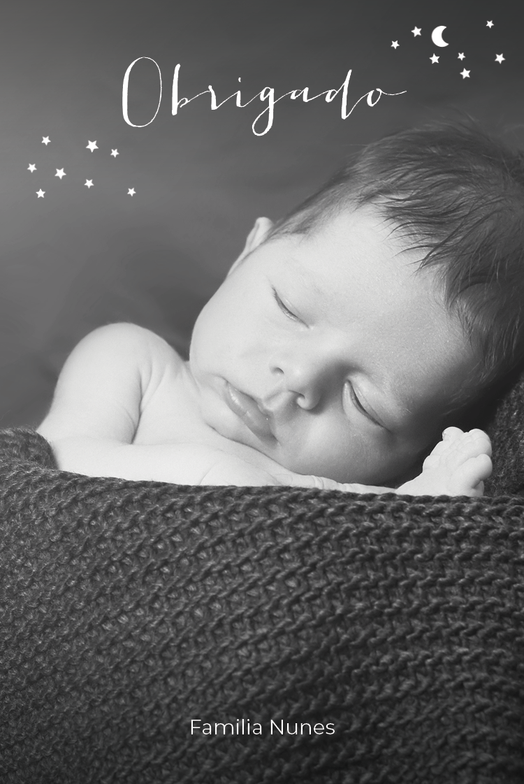 Cartões de agradecimento — Nome em estrelas