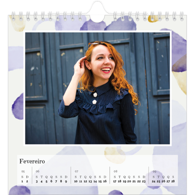 Calendário quadrado — Manchas de aquarela [Fevereiro]