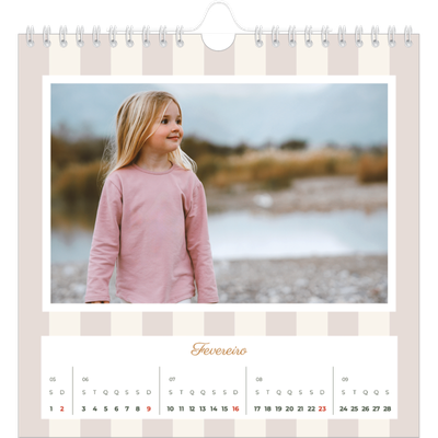 Calendário quadrado — Escrita e riscas [Fevereiro]