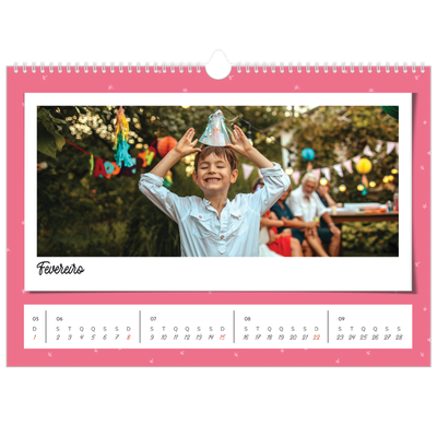 Calendário A3 Horizontal — Fotografias coloridas [Fevereiro]