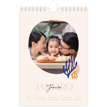 Calendário A5 — Coral minimalista