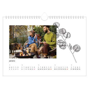 Calendário de Fotografias A4 Paisagem — Desenhos de flores