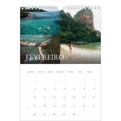 Calendário fotográfico A4 — Serifa simples [Fevereiro]
