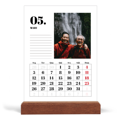 Calendário de mesa com suporte em madeira - vertical  — Serif e momentos [capa]