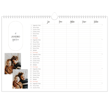 Calendário fotográfico horizontal A3 — Planificador de planos - Família de 5