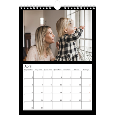 Calendário fotográfico A4 — Margem preta [Abril]