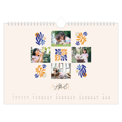 Calendário A4 horizontal — Coral minimalista [capa]