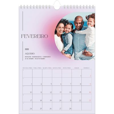 Calendário fotográfico A4 — Degradê de astrologia [Fevereiro]