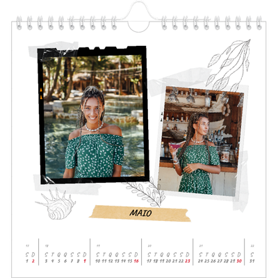 Calendário quadrado — Estilo de álbum de recortes [Maio]