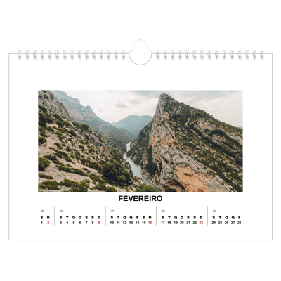 Calendário A4 horizontal — Fotografia simples [Fevereiro]