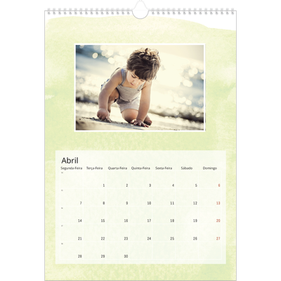 Calendário A3 — Fundos de aquarela [Abril]