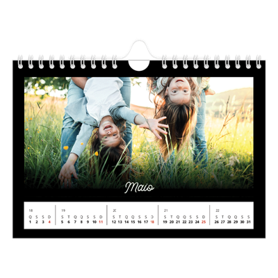 Calendário A5 horizontal — Preto mínimo [capa]