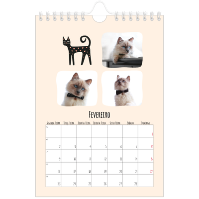Calendário A5 — Patas de gato e garatujas [Fevereiro]