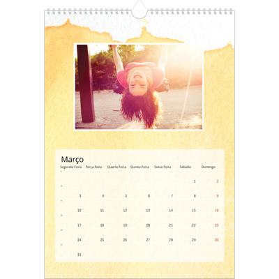 Calendário A3 — Fundos de aquarela [Março]