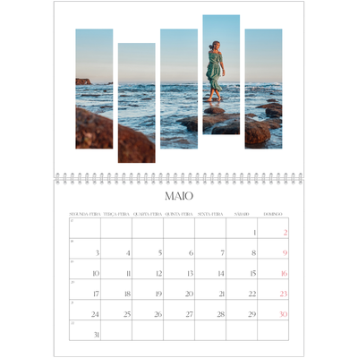 Calendário A4 duplo — Mosaicos de viagem [Maio]