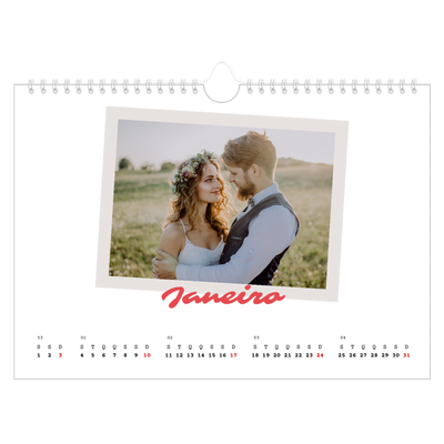 Calendário A4 horizontal — Assinado a carmim [Janeiro]