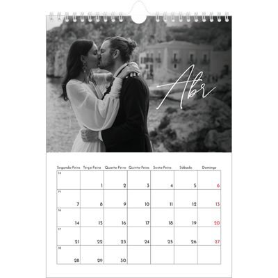 Calendário fotográfico A4 — Escrita elegante [Abril]