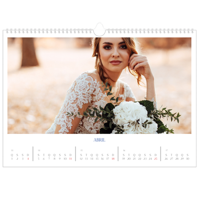 Calendário A3 Horizontal — Clássico cobalto [Abril]
