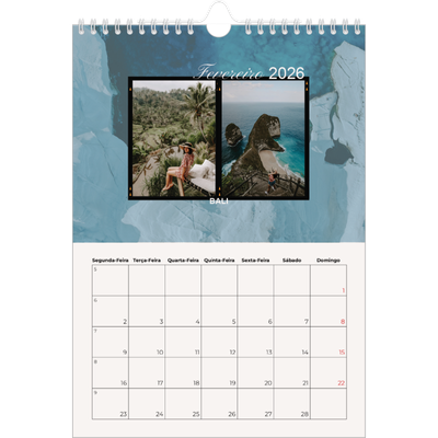 Calendário fotográfico A4 — Aventura e desejo de viajar [Fevereiro]