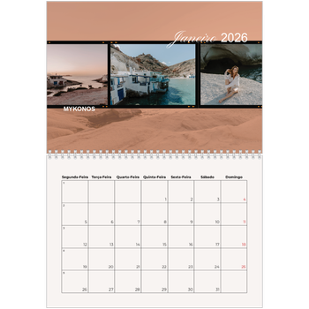 Calendário fotográfico duplo A4 — Aventura e desejo de viajar