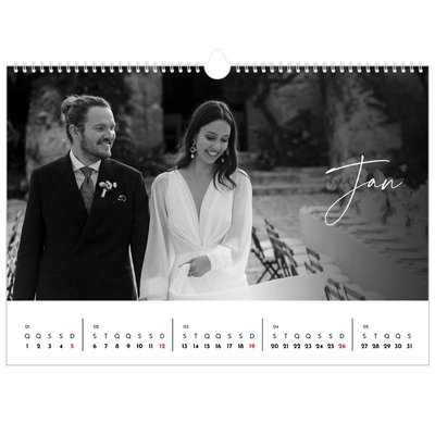 Calendário A3 Horizontal — Escrita elegante [Janeiro]