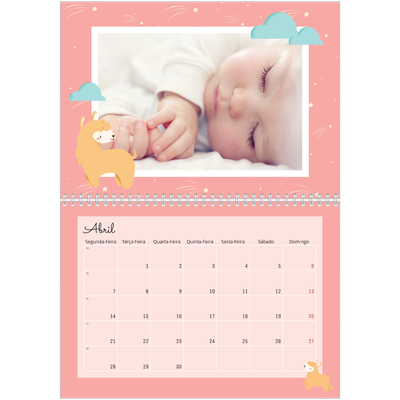 Calendário A4 duplo — Animais bonitos [Abril]