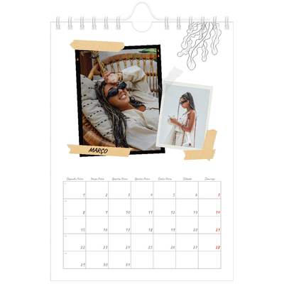 Calendário A5 — Estilo de álbum de recortes [Março]