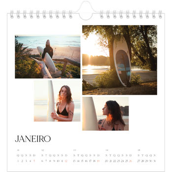 Calendário fotográfico quadrado — Pôr do sol surfista