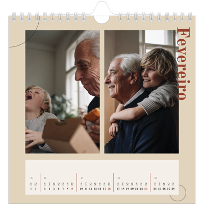 Calendário quadrado — Texto assimétrico [Fevereiro]