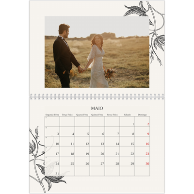 Calendário A4 duplo — Tinta e hera [Maio]