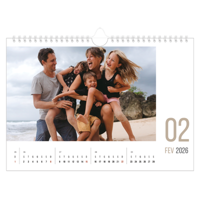 Calendário A4 horizontal — Número de meses [Fevereiro]