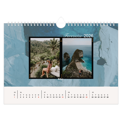Calendário A4 horizontal — Aventura e desejo de viajar [Fevereiro]
