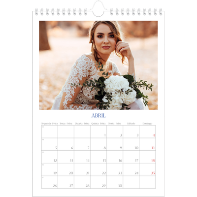 Calendário fotográfico A4 — Clássico cobalto [Abril]